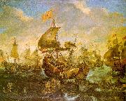 Andries van Eertvelt The Battle of the Spanish Fleet with Dutch Ships in May 1573 During the Siege of Haarlem China oil painting reproduction